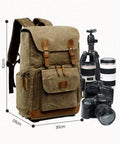 Canvas Batik Camera Backpack waterproof and wear resistant ultra large capacity gear bag for photogs shock absorbing main compartment