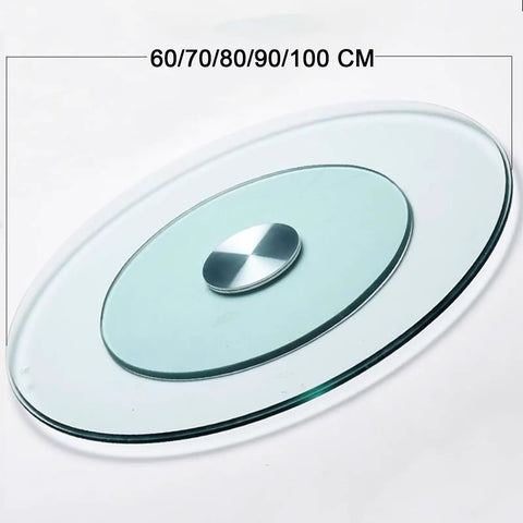 Large Transparent Round Lazy Susan Turntable For Dining Table And Kitchen Glass Surface With Heavy-Duty Aluminum Alloy Bearing