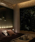 Bedroom with Glow In The Dark Wall Stickers Set With 407 Removable Luminous Dots for ceiling, creating nighttime glow ambiance.