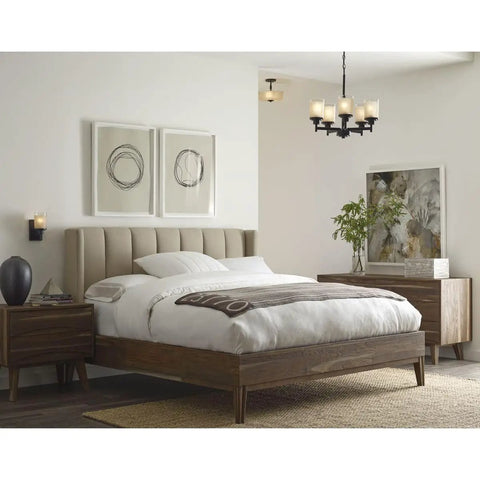Bedroom with Two Light Semi Flush Ceiling Fixture In Etched Umber Finish Twelve Inch Wide Modern Hallway And Living Room Lighting