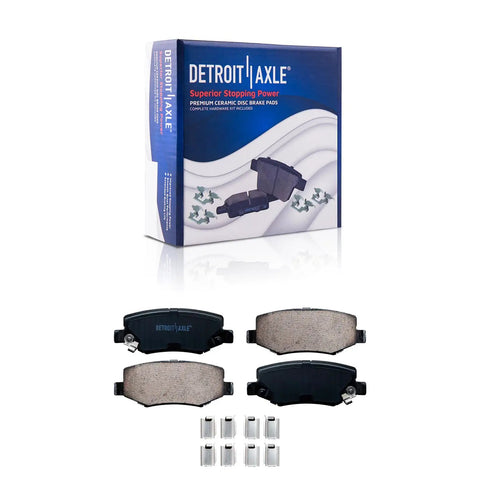 Detroit Axle ceramic brake pads with packaging, Brake Kit For 2007 To 2017 Jeep Wrangler JK With 11.89 Inch Front Rotors.