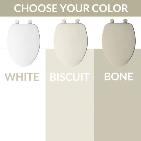 Image showing color options for Elongated Toilet Seat With Easy Clean Hinges Quick Release For Deep Cleans No Fuss Durable Enameled Wood
