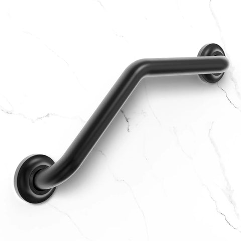 16 Inch Angled Shower Grab Bar ADA Compliant With 500 Lb Load Capacity Glacier Collection For Bathroom Safety Stainless Steel Peened Brushed Nickel Finish