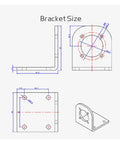 Bracket size diagram for Heavy Duty Brushless Planetary Micro Dc Gear Motor Featuring Forward Reverse Toggle Smooth Adjustable Speed Up To Two Thousand One Hundred Sixty Rpm.