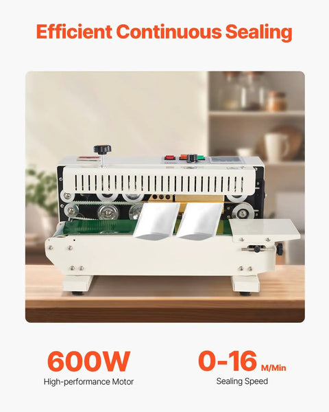 Pro Grade Continuous Band Sealer Machine With Digital Temperature Control For 0.02 To 0.08 Mm Plastic Bags Horizontal Sealer