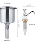 Dimensions of Stainless Steel Brass Dipper Well Faucet for Coffee Shop Sinks shown with parts, ideal for quick rinse.