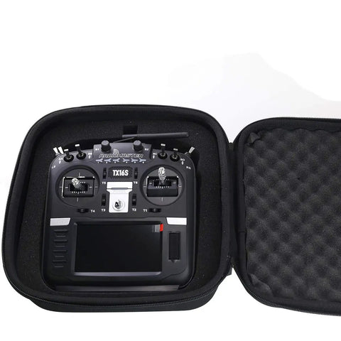 Grab And Go FPV Transmitter Bag For RC Controllers And Drones Carry Case Fits Radiomaster TX16S open with controller inside