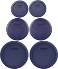 Blue Replacement Lids For 1 Cup, 2 Cup, And 4 Cup Glass Food Storage Containers, BPA Free Plastic, top view arrangement