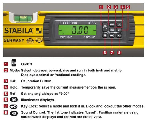 48 Inch Type 196-2 Digital Tech Level Tool Boasting Dead Nuts Electronic Vials And A Bang On Snap Shot Display showing control panel and measurements.
