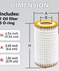Mercedes Benz Oil Filter Direct Replacement For OE 0001802609 with dimensions and 5 O-rings shown