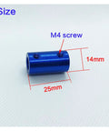 Rock Solid Aluminum Jaw Shaft Coupler 4Mm By 4Mm No Sweat Install showing size dimensions 25mm and 14mm for easy reference.