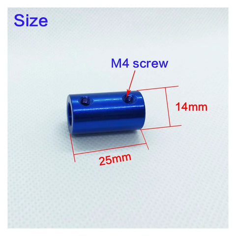 Rock Solid Aluminum Jaw Shaft Coupler 4Mm By 4Mm No Sweat Install showing size dimensions 25mm and 14mm for easy reference.