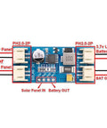 Top view of MPPT Solar Charger For Li Battery 6V 12V Input, 3.7V 4.2V Output, 2A Charging Board Module with labeled connectors.