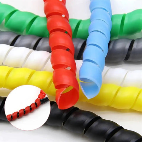 Yellow Flexible Spiral Cable Protector Sleeve For 10mm To 14mm Cables 10 Meters Long Wire Organizer in various colors