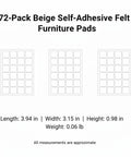 Beige Selfadhesive Felt Furniture Pads For Hardwood And Tile Floors 3.15 By 2.36 Inches Square Floor Protectors 72Pack