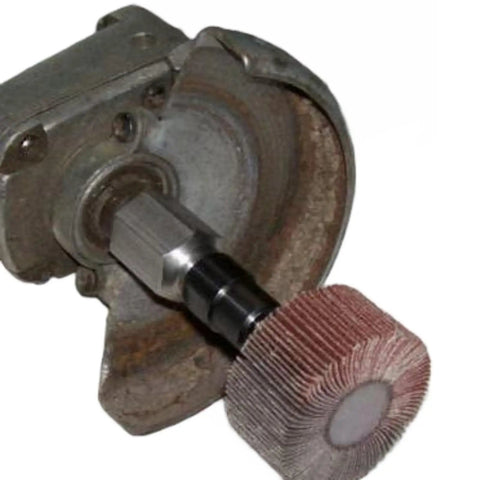 Five Eighth UNC Thread Adapter With One Quarter Inch Collet For Angle Grinders on tool with abrasive wheel, 303 stainless, USA made