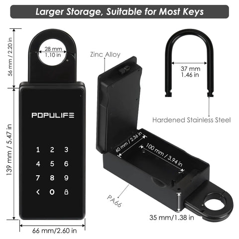 Outdoor Key Lock Box With Digital Lock IP66 Waterproof Safe dimensions and material details
