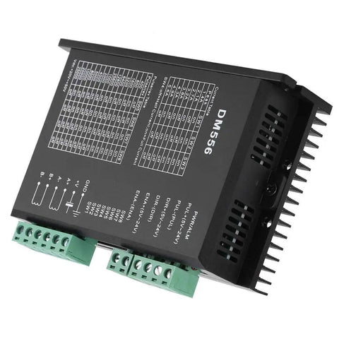 DM556 Two Phase Stepper Motor Driver for 24V to 50V DC, 1.0 to 5.6A Bipolar PWM Control shown from top angle with connectors visible
