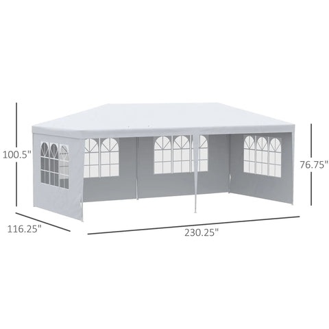 10 By 20 Foot Large Outdoor Party Tent Shelter With Four Removable Window Sidewalls For Weddings Events Markets Backyard Gatherings White Canopy