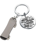 Dope Mini Skateboard Keychain For Skaters And Gift Lovers, Stainless Steel Pendant 1.18 Inches with engraved inspirational message