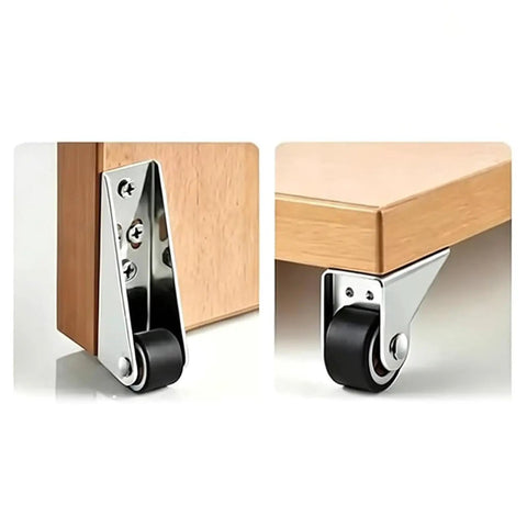 Heavy Duty Vertical Track Roller Wheel With Durable Rubber Caster, glides smoothly on furniture edges, reinforced alloy steel bracket, pair of two.