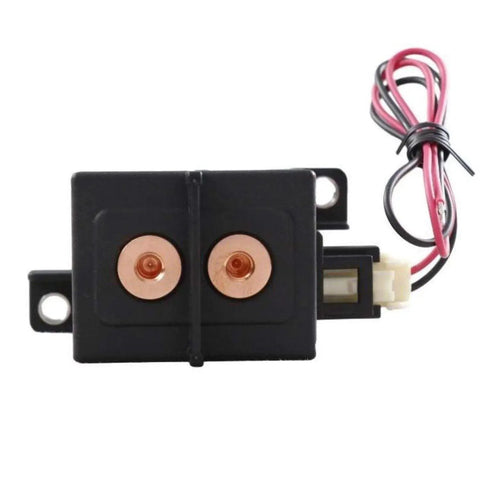 Built Tough 1000VDC High Voltage DC Contactor With Zero Arc Magnetic Blowout Tech For EV Charging And ESS Solar Gear, top view of black power relay.