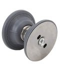RV Magnetic Door Catch Set In ABS And Stainless Steel, Quiet Door Holder Latch, Close-up of Gray Finish, Spring Design, For Motorhome and Trailer