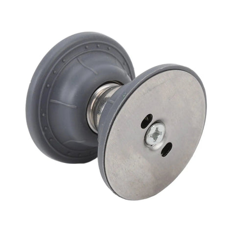 RV Magnetic Door Catch Set In ABS And Stainless Steel, Quiet Door Holder Latch, Close-up of Gray Finish, Spring Design, For Motorhome and Trailer