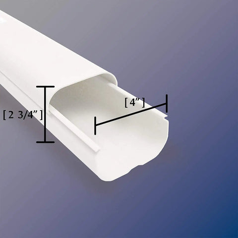 4 inch wide PVC tubing from 14 Ft Air Conditioner Line Set Cover Kit For Mini Split And Central AC Systems, showing dimensions