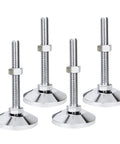 Rock Solid Heavy Duty Leveling Feet 4 Pack With M20 Thread Adjustable Carbon Steel Supports and Hella Sturdy Rubber Anti Slip Bases for Total Stability shown from side view.