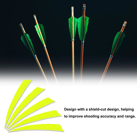 Four Inch Turkey Feather Arrow Vanes Right Wing Fletching Pack of 25 Neon Yellow Archery Vanes