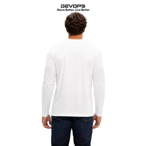 Back view of a white Two Pack Men's UPF 50 Plus Long Sleeve Sun Shirt, part of quick dry breathable tech fabric collection.