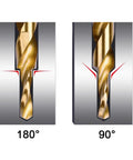 LINZUAN two-stage stainless steel countersink drill bit with variable diameter; side-by-side 180° and 90° views.