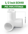 3-Way PVC Pipe Fittings Half Inch White SCH40 Furniture Grade Tee Elbow Corner Connectors for DIY Cubes and Projects