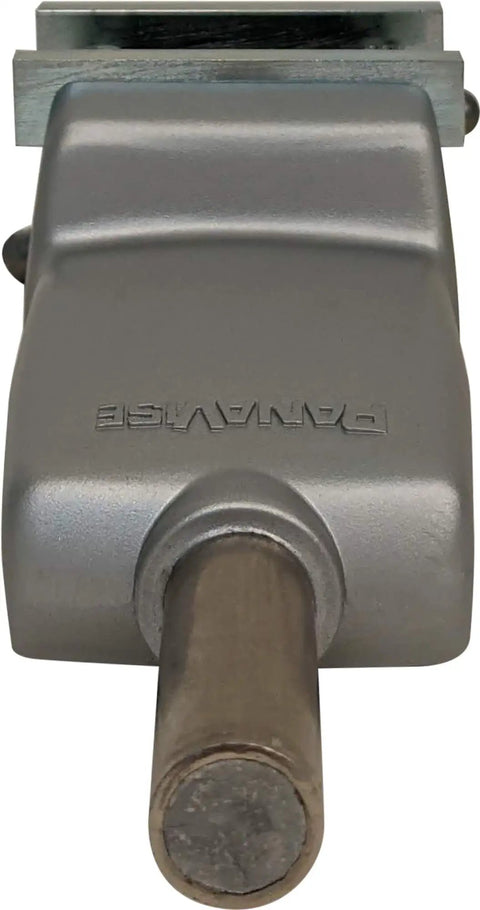 Front view of Low Profile Vise Head With Beefy Steel Jaws And Tilt Turn Rotate Tech, 7.75 Inch Length, 1.375 Inch Throat Depth