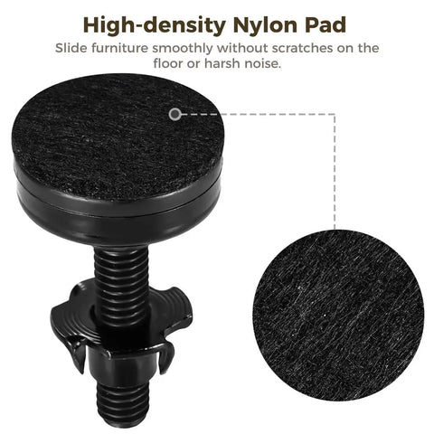 Close-up of nylon pad on Eight Sets Heavy Duty Furniture Leveling Feet Adjustable Height Leg Levelers for floor protection.