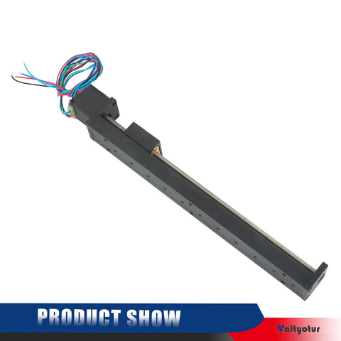 200mm Travel Mini Linear Rail Guide With T6x1 Lead Screw And NEMA11 Stepper Motor For CNC Router X Y Z Linear Stage Actuator Built For Heavy Duty Precision And Smooth Motion For Pro Grade Machining, black metal rail