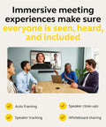 Intelligent Video Bar Webcam Delivers Fire 4K Action Over A Stunning 180 Degree Field Of View Perfect For Bustling Meeting Rooms with diverse participants.