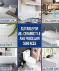 Image showing various applications of Color Match Ceramic And Porcelain Tile Repair Kit With Ultra Bond Adhesion on surfaces.