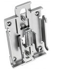 Close-up of stainless steel Two Pack 35mm DIN Rail Mount Brackets With Screws, Stainless Steel Relay Rail Clips For Solid State Relays And Single Phase Installations, Heavy Duty DIN Rail Mount Kit For Electrical Panels And Control Boxes showing detailed construction.