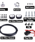 Components including fittings, brackets, screws, and air filter elements for Built Tough 150 PSI Air Compressor kit.