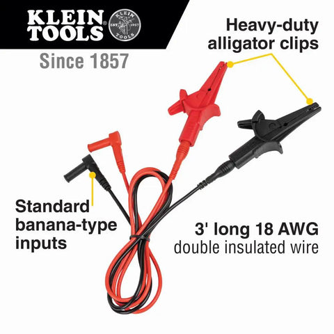 Alligator Clip Test Leads 3 Foot Heavy Duty Banana Plug Replacement Leads For Multimeters And Clamp Meters, Ideal For Insulation Resistance Testing And Verification Ready.
