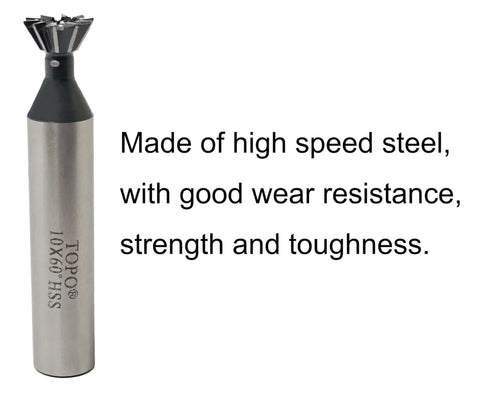 Side view of NACX 10 mm 60° HSS dovetail end mill with silver cylindrical shank