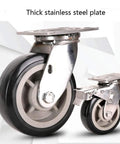 Heavy Duty Caster Wheels For Flat Carts Crafted From Bulletproof 304 Stainless Steel With Thick Brackets And Sealed Bearings, showcasing thick stainless steel plate.