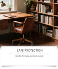 Wood Floor Scratch Repair Kit With Rosin Nano Silica Formula displayed on wooden desk with chair and bookshelf in background.