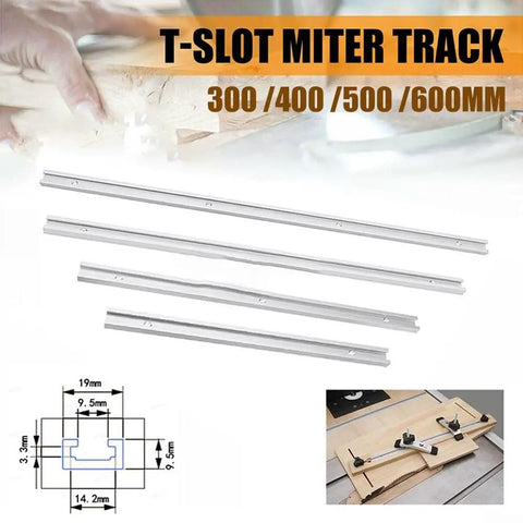 Heavy Duty Aluminum Alloy T Track Insert For Miter Jig Guide With Precision T Slot Design, available in 300/400/500/600mm sizes.