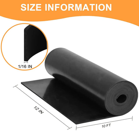 DIY Neoprene Rubber Sheet Solid Seal Material For Gaskets, Anti Slip Pads, 12 In X One Sixteenth Inch X 10 Ft, roll view