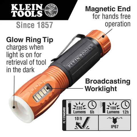LED Flashlight And Work Light With Magnetic End, Compact, Durable And Waterproof, Hands Free Illumination, 12 Hour Run Time