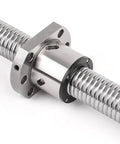 Heavy Duty C5 Grade Ballscrew Ballnut Kit With RM3205 Precision Ground Threads and Machined Ends For CNC Routers and 3D Printers Available In 400mm Length close-up view of ballnut and threaded rod.