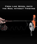 Radius Must Have Fishing Line Spooler With Patent Pending Design For Spinning And Casting Reels Twist Free Line Spooling On The Go Portable Compact Spool Holder One Quarter Pound Capacity Soft Touch Clamps Protect Rod Blanks Adjustable Tension Bands, on rod